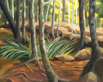 A Rooted Path to the Clearing 5 x 7 Framed Oil Painting