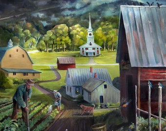 Summer on the Back Road in Vermont Oil Painting on Hand-stretched Canvas Comes Unframed or Framed