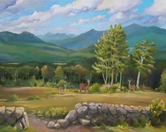 A White Mountain View Oil Landscape Painting