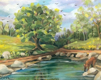 A Little Spring 5 x 7 Framed Oil Painting