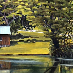 Vermont Greens Framed Oil Painting