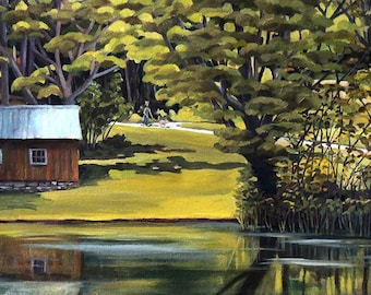 Vermont Greens Framed Oil Painting