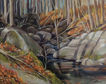 Woodland Stream Landscape Oil Painting