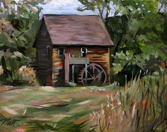 Mill in the Meadow Framed Oil Painting