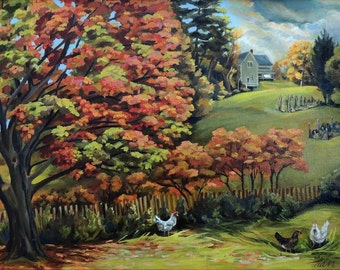 Autumn Hills of Vermont Framed Oil Painting