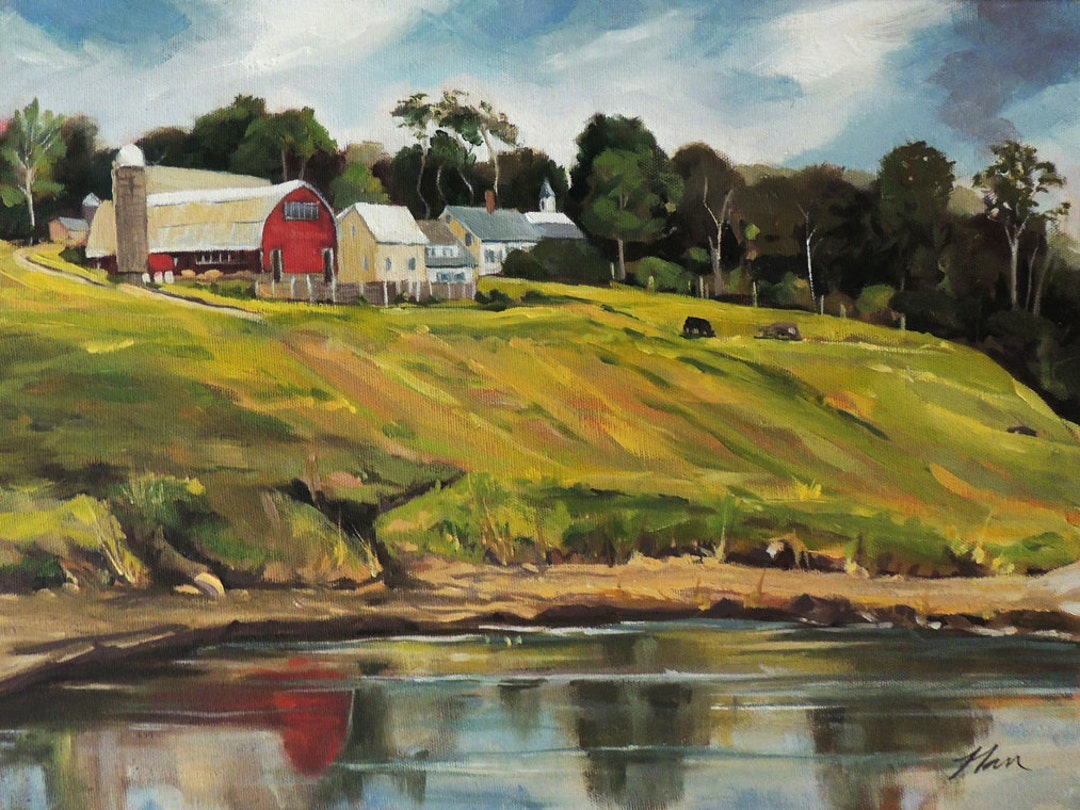 Farm at Four Corners Oil Landscape Painting Etsy