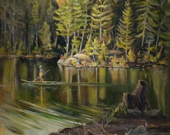 Things Are Hopping On Mirror Lake framed Oil Painting