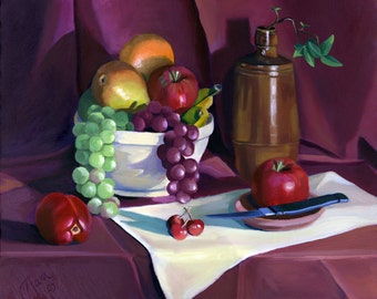 Still Life with Apples Framed Oil Painting
