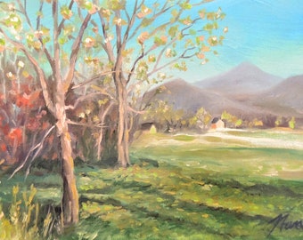 Springtime in the Meadow 7 x 5 Framed Oil Painting