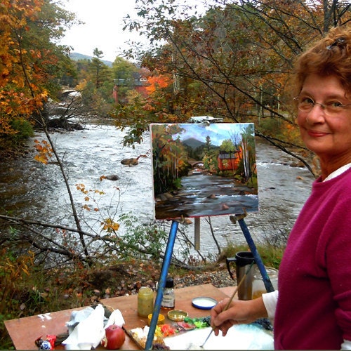 丘の上の家の5 x 7の額入り油絵 - Etsy 日本