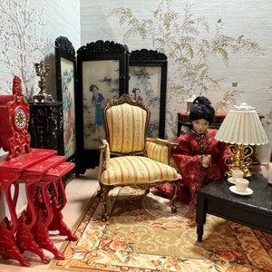 Dollhouse Miniature East Meets West Handmade Decorated Asian Style