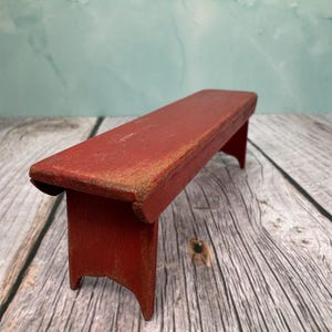 Dollhouse Miniature ~  Vintage Handmade Artisan Sir Thomas Thumb Hand Painted Aged Red Bench