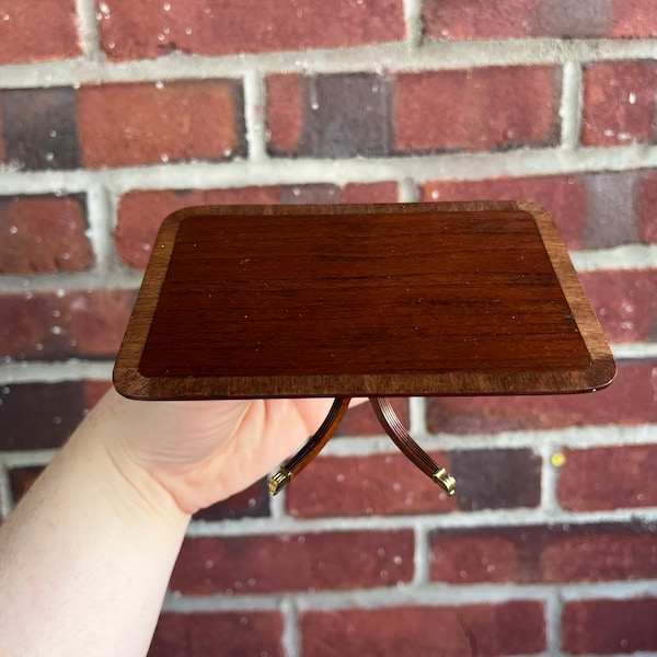 Dollhouse Miniatures ~ 1:12 One Inch Scale Roger Gutheil 2006 Wooden Table with Brass Wheels Artisan Made