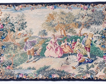 Dollhouse Miniature ~ Vintage Beautiful Tapestry of 17th Century 8 1/2" x 5 3/4" - Lee Lefkowitz Estate
