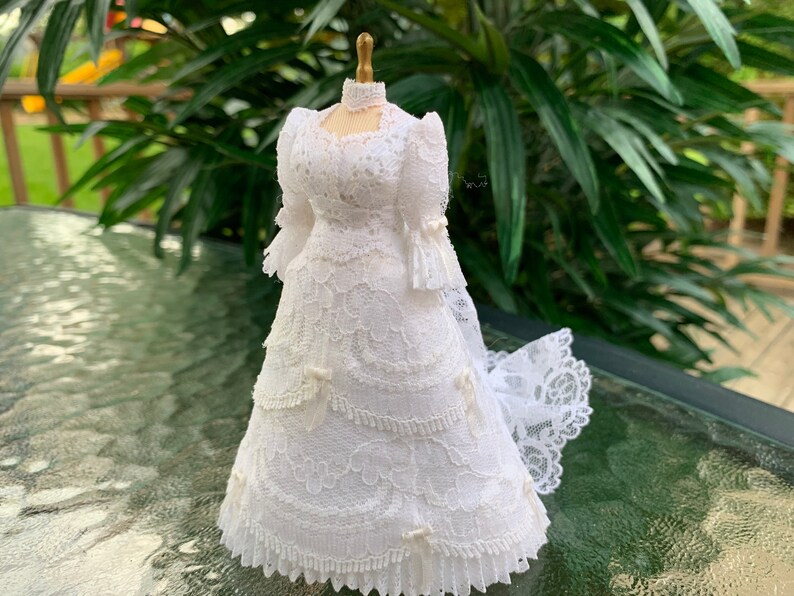 Dollhouse Miniatures Hand Crafted Old Fashioned Bride Dress Etsy