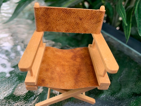 Dollhouse Miniatures Wooden Director S Chair W Faux Etsy