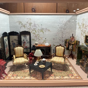 Dollhouse Miniature East Meets West Handmade Decorated Asian Style