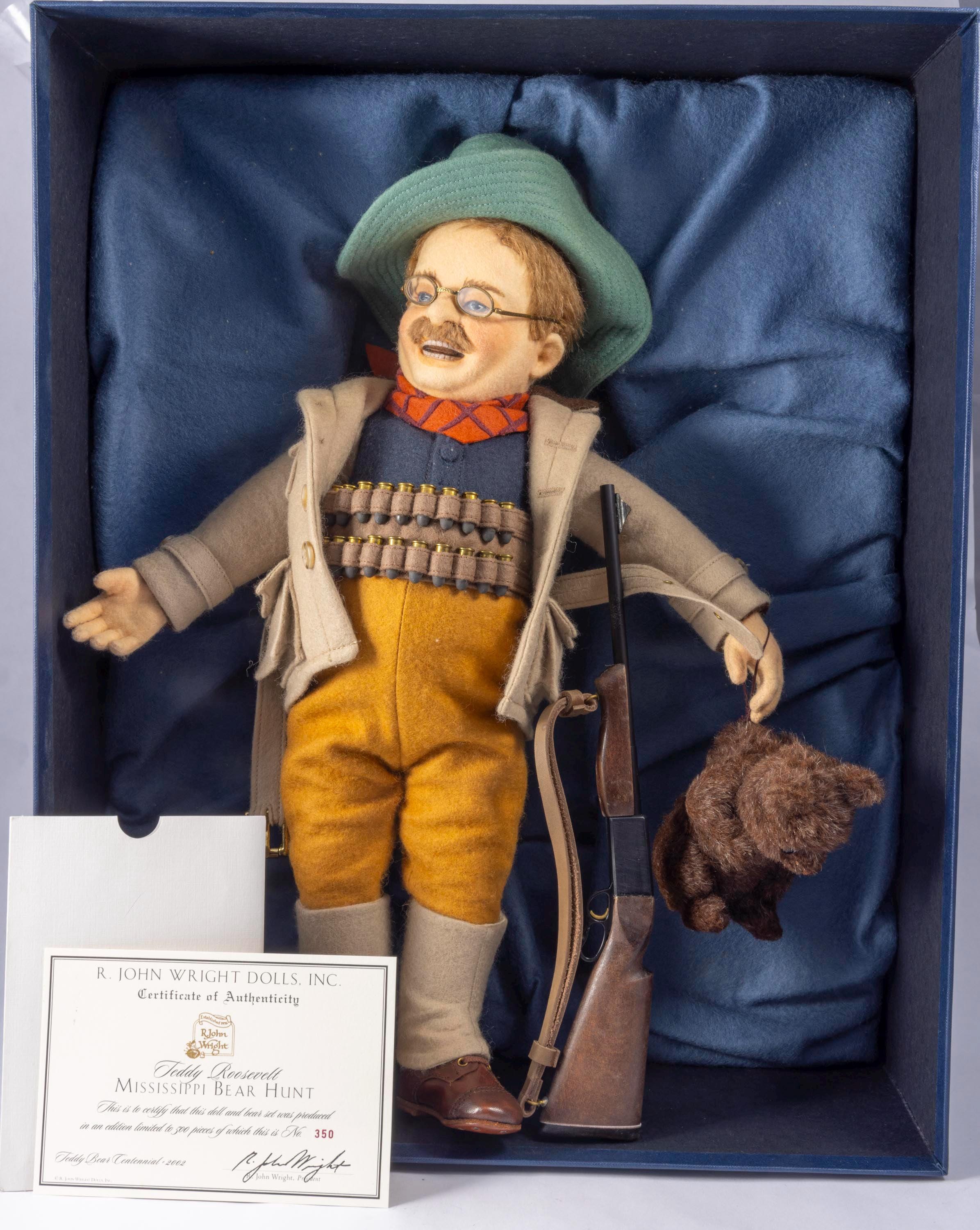 Doll Scale ~ R. John Wright Teddy Roosevelt Felt Doll With Brown