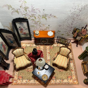 Dollhouse Miniature East Meets West Handmade Decorated Asian Style