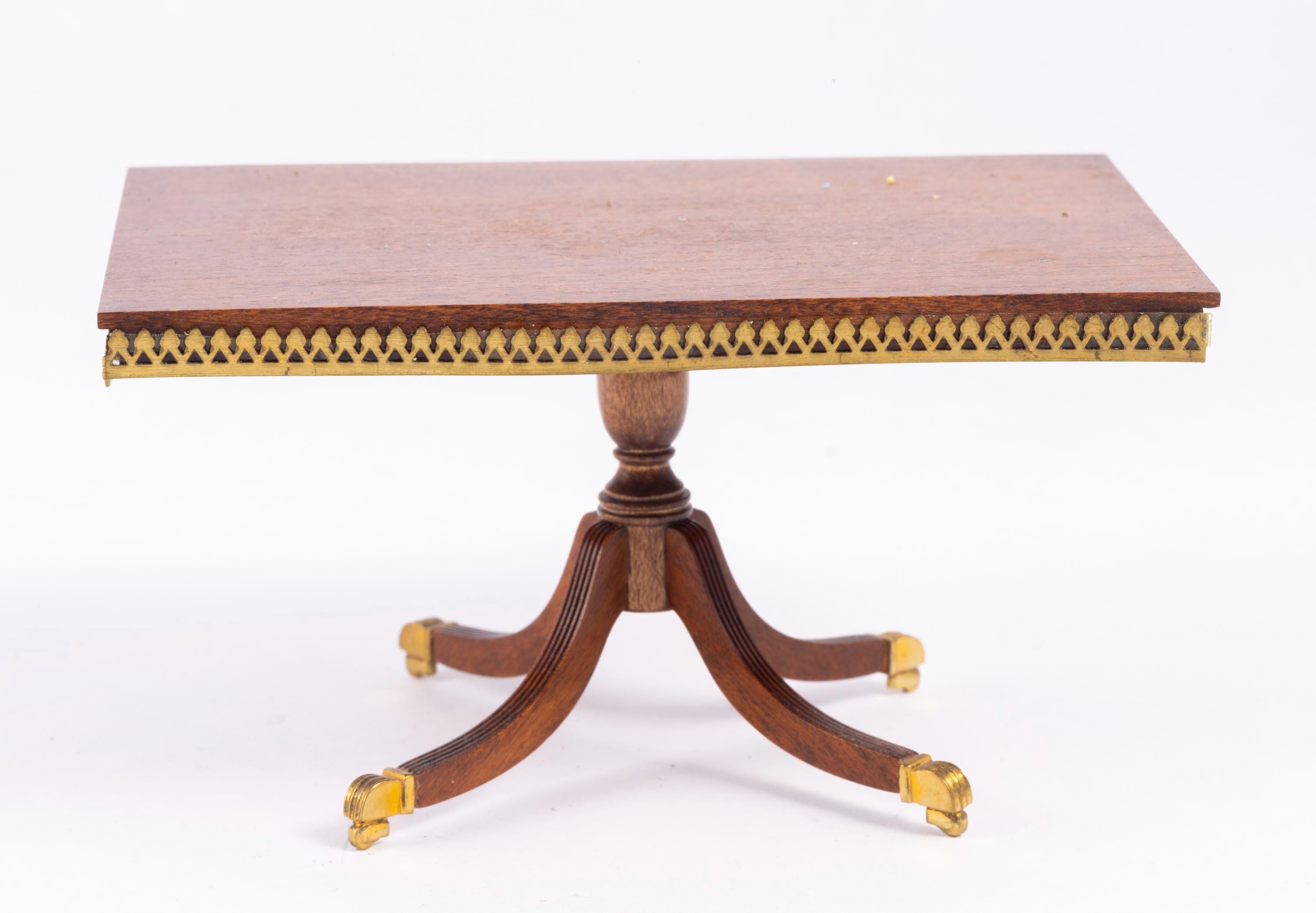 Dollhouse Miniature ~ Roger Gutheil Artisan Made Table with Brass Decor - From Lee Lefkowitz Collection