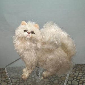 Dollhouse Miniature ~  Artisan Handmade OOAK White Cat