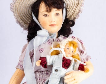 Doll Scale ~ R. John Wright Set of 2 Felt Dolls Babes in the Wood