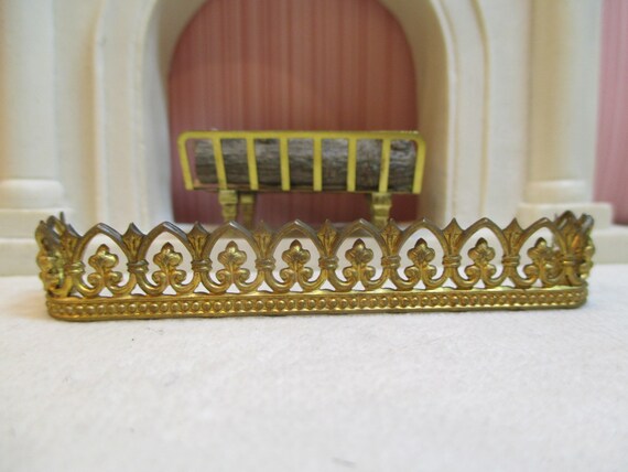 Dollhouse Miniatures Brass Fireplace Fender W Filigree Etsy