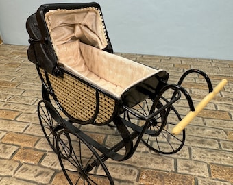 Dollhouse Miniature ~ Vintage Artisan CYR Handmade Metal Carriage Stroller Made In England