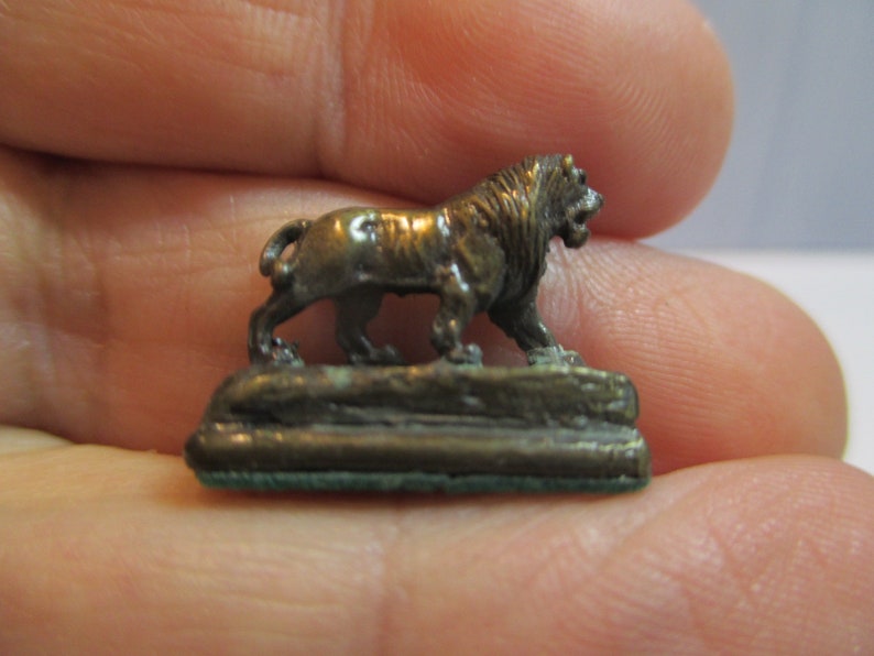 Dollhouse Miniatures Brass Lion Figurine Statue For Desk In Library Handmade
