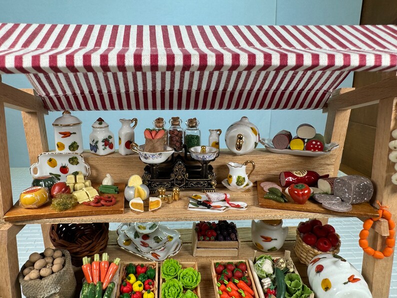 Dollhouse Miniature ~ Decorated Farmers Market Display Reutter ...