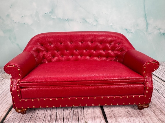 ドールハウスミニチュア～JBMオーストラリア製レッドレザーソファ