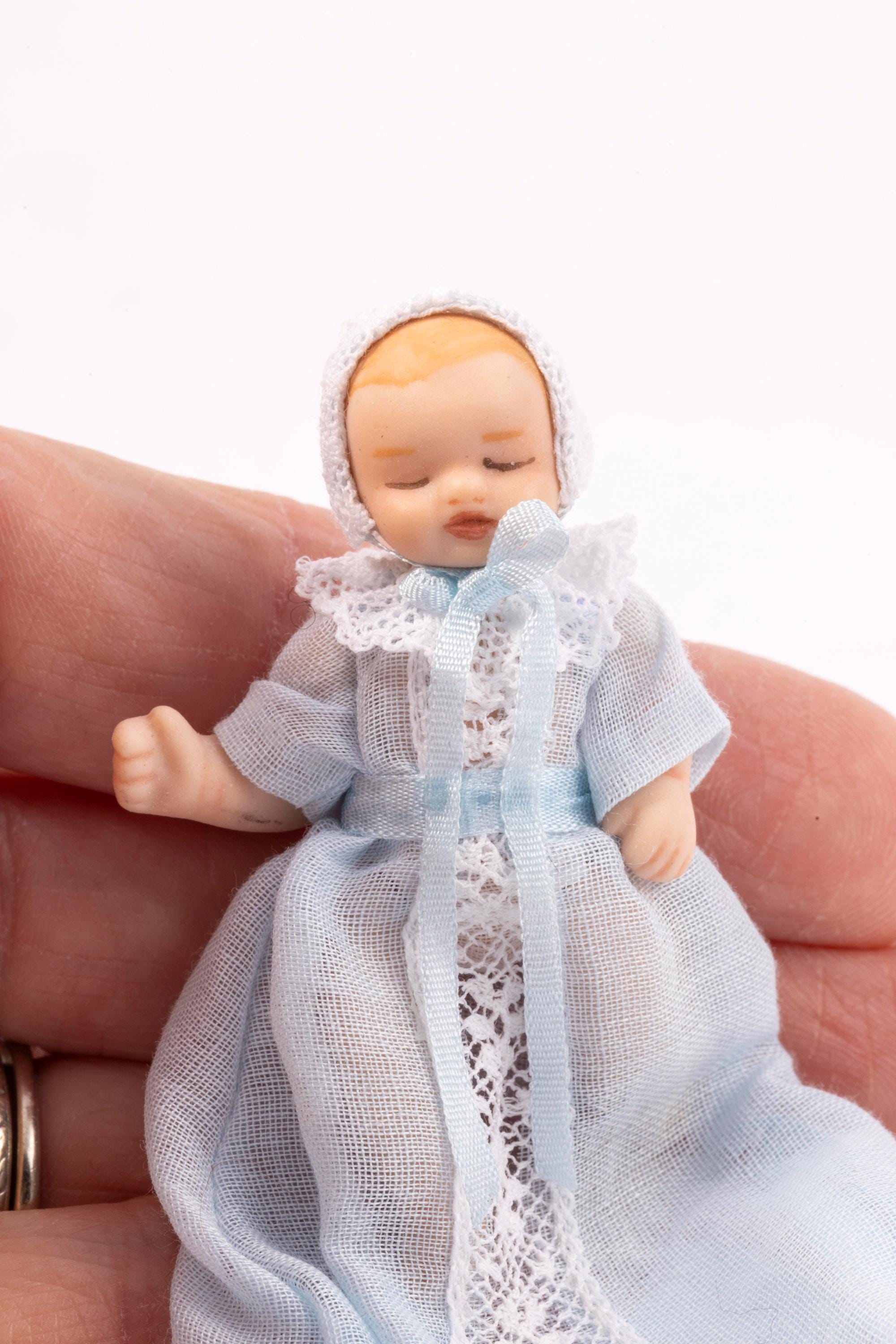 Dollhouse Miniature ~ Debra Hammond Baby Boy Doll in Blue