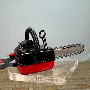 Dollhouse Miniature ~ Artisan Handmade Hand Painted Chainsaw