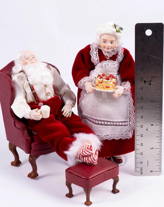 Dollhouse Miniature ~ Mr. & Mrs. Santa Claus Pair - Fern Vasi - Etsy