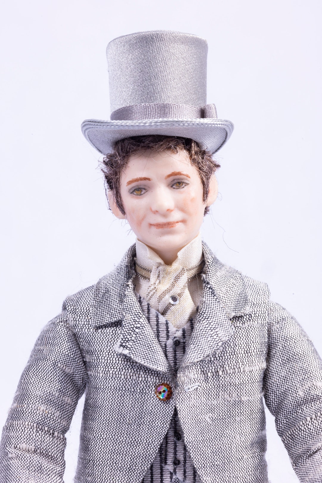 Dollhouse Miniatures Elegant Gentleman Doll in Gray Silk Etsy 日本