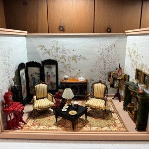 Dollhouse Miniature East Meets West Handmade Decorated Asian Style