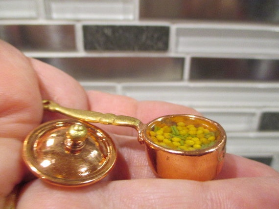 DOLLHOUSE 1:12 Miniature JASON GETZAN Brass//Copper Kitchen Colander w//Handles