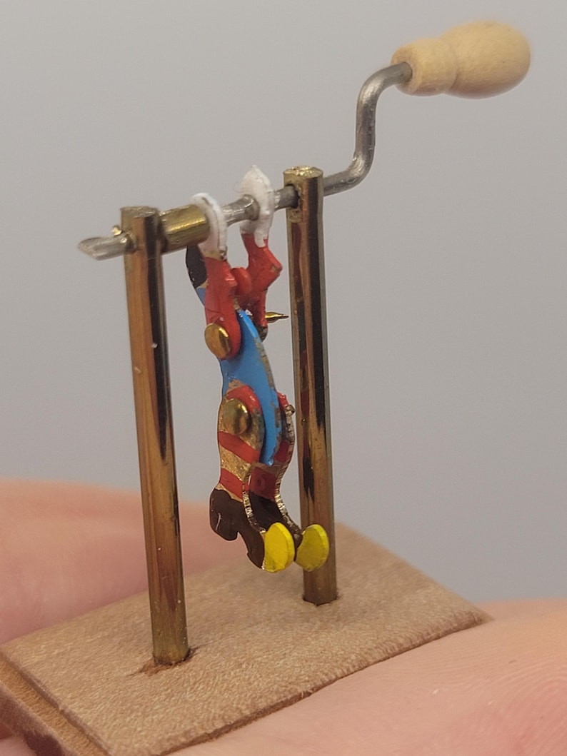Dollhouse Miniature ~ 1:12 Scale, Working Crank Toy of Man Doing Flip ...