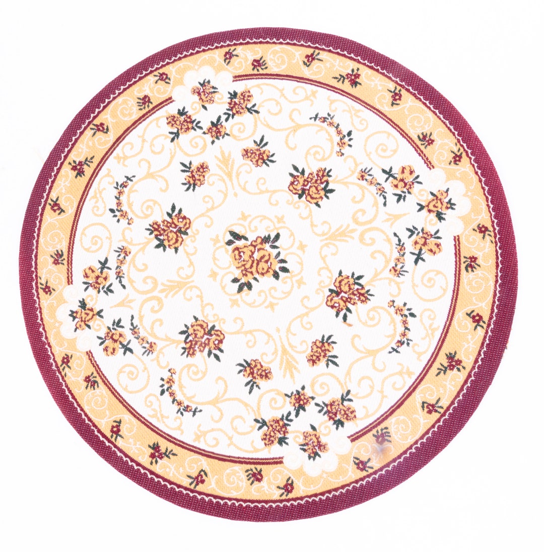 Dollhouse Miniature ~ Vintage Concord Red & White Round Rug R69 - Etsy