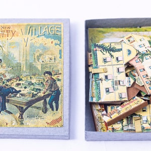 Casa de bonecas em miniatura ~ Exibição de casas de papel em estoque de cartões de brinquedo, retrô "Pretty Village"