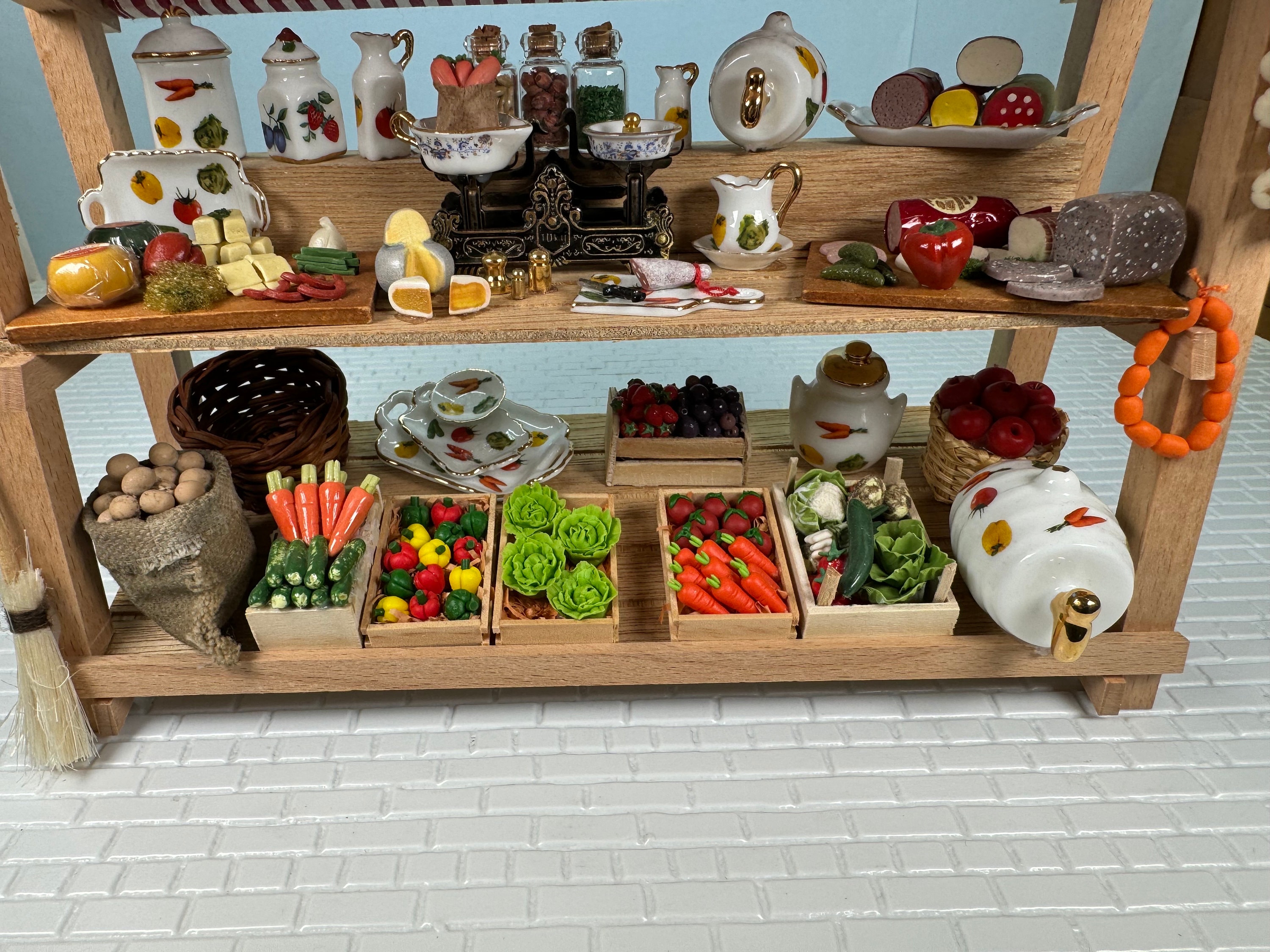 Dollhouse Miniature ~ Decorated Farmers Market Display Reutter ...
