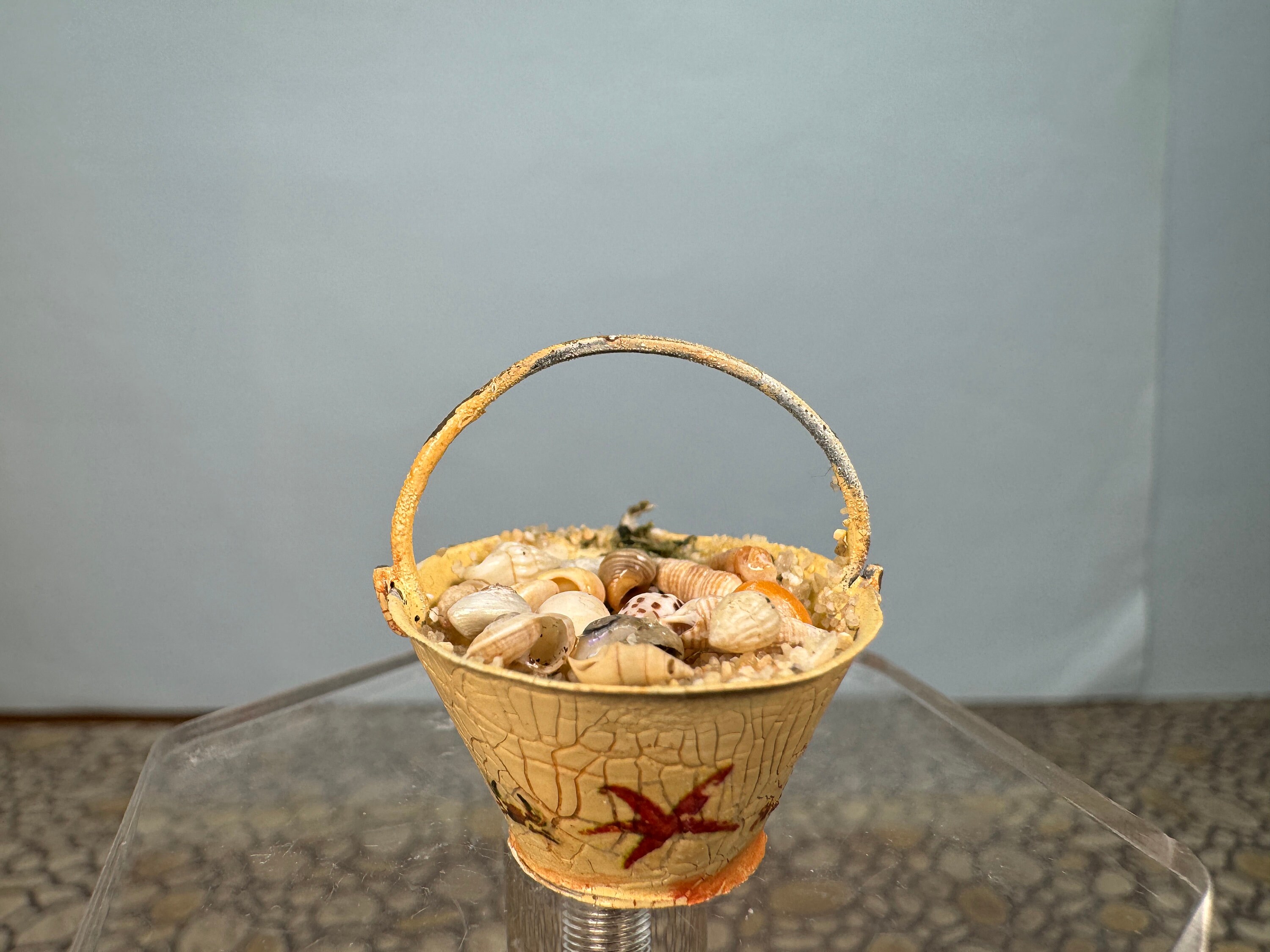 Puppenhaus Miniatur ~ Handwerker Hand bemalt Hand bemalt verzierte Strand Eimer