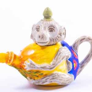 Dollhouse Miniature ~ Sadie Campbell Porcelain Monkey Teapot