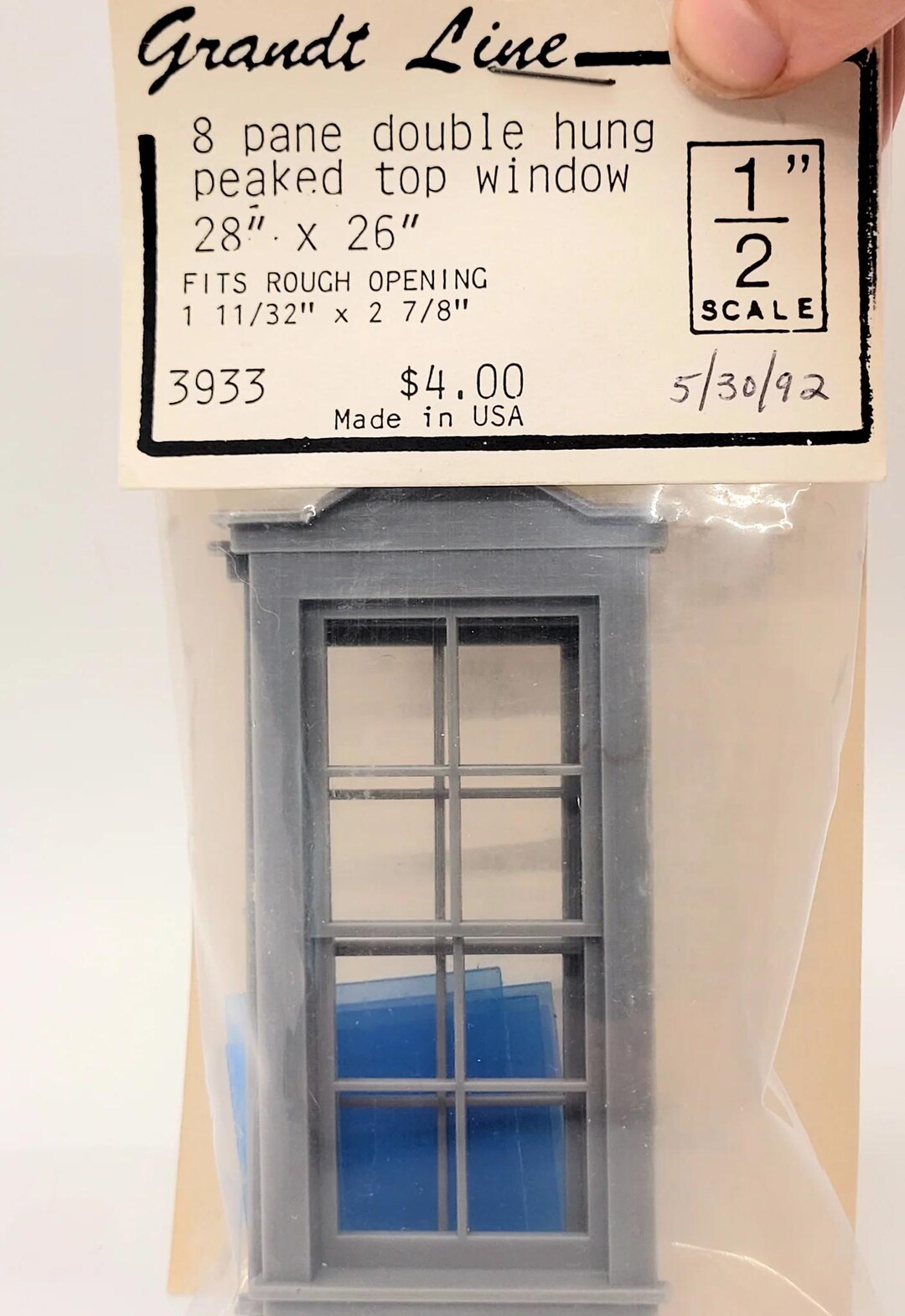 Dollhouse Miniature ~ 1:24 Scale, Grandt Line 8 Pane Double Hung Peaked ...