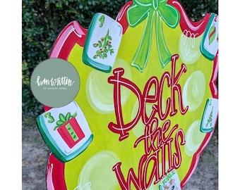 Ready to Ship! Merry Mahjong Christmas Mahjong Door Hanger Dot Crak Bam Bird Bam Lets Mahj Mahjong Hostess Gift Mahj Room Decor Mahjong Gift