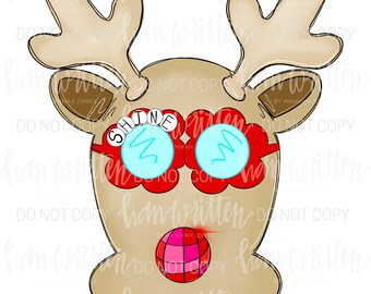 Niedliche Kinderweihnacht png für Sublimation | Weihnachten DTF-Datei für Weihnachts-T-Shirts | Weihnachts T-Shirts | Rudolph Reindeer T-Shirt Design