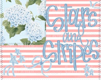 Stars and Stripes American Flag Tee Memorial Day Fourth of July Design Merica American Honey Coquette Bow Hydrangea Grand Millennial Tee png
