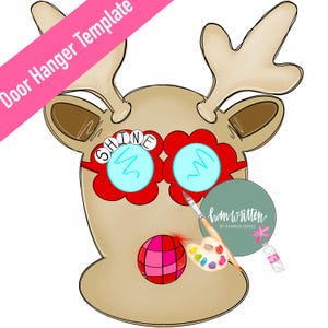 Rudolph Door Hanger The Red Nose Reindeer Cute Christmas Door Hanger Template Paint Your Own Door Hanger Disco Ornament Template Reindeer