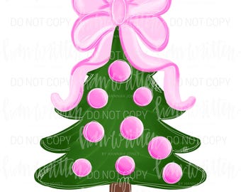 Merry and Bright Christmas Coquette Pink Bow Christmas Theme PNG Ladies and Girls Christmas Tee Pink Ornaments Merry Christmas