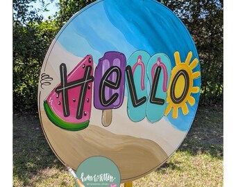 ¡Listo para enviar! Decoración de verano para colgar en la puerta. Letrero de verano para piscina y playa. Letrero para casa de playa. Letrero de bienvenida para casa de piscina.
